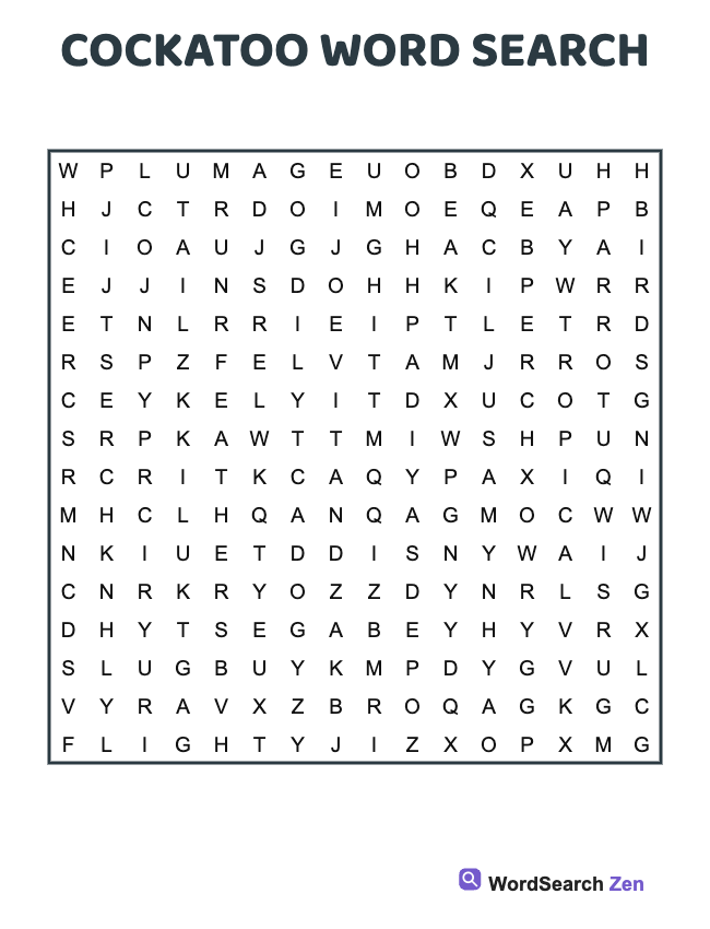 Cockatoo Word Search