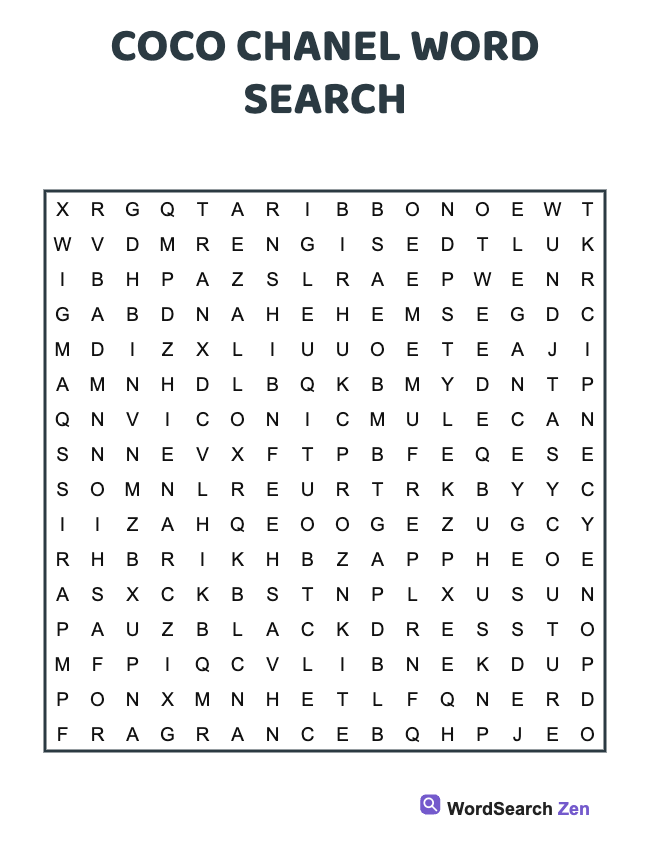 Coco Chanel Word Search