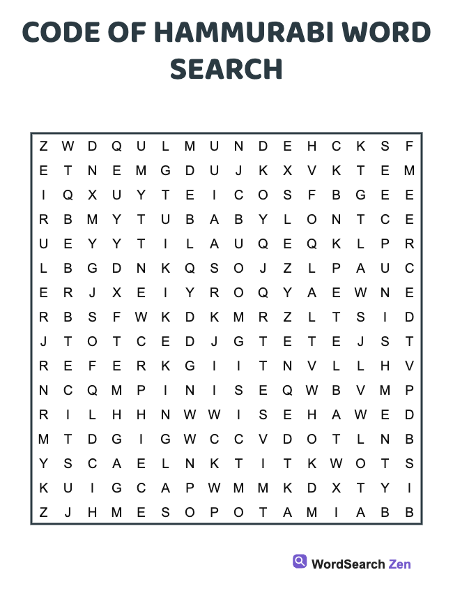 Code Of Hammurabi Word Search