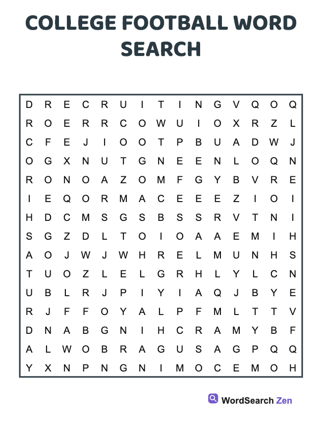 College Football Word Search