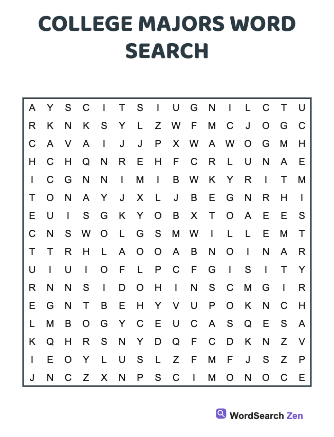 College Majors Word Search