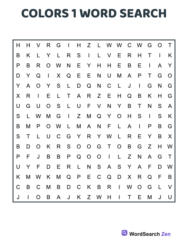 Colors 1 Word Search