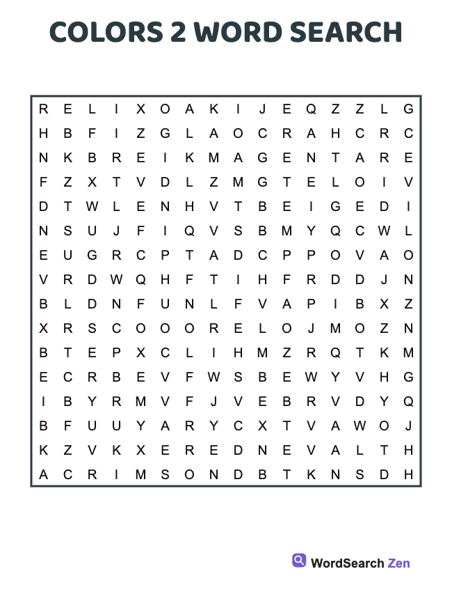 Colors 2 Word Search