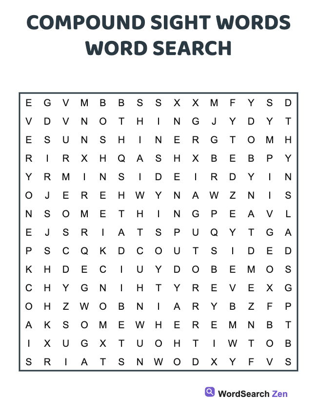 Compound Sight Words Word Search