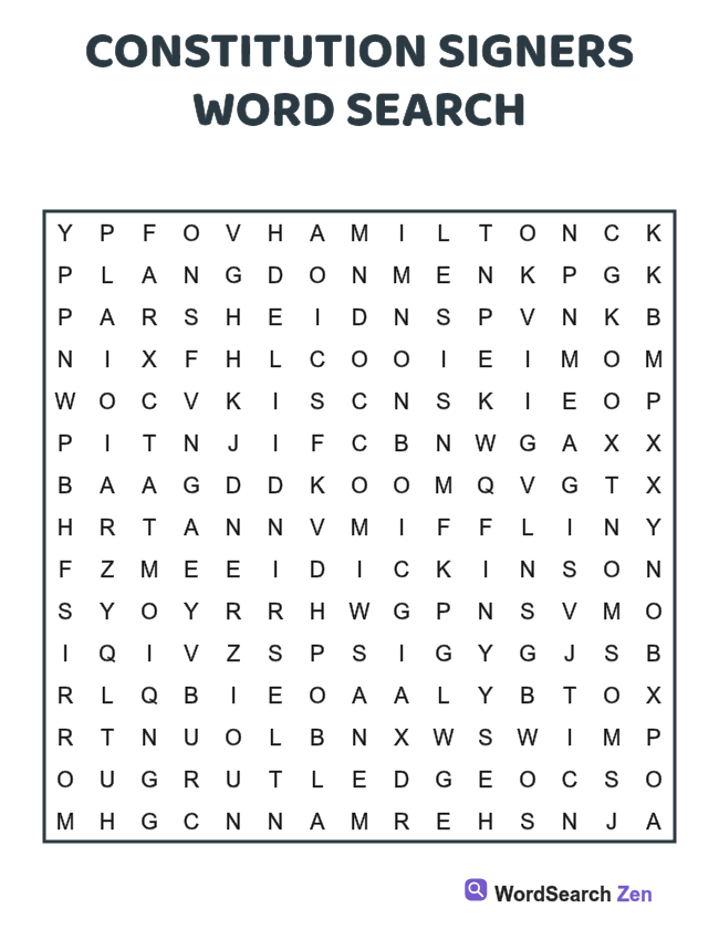Constitution Signers Word Search printable puzzle sheet
