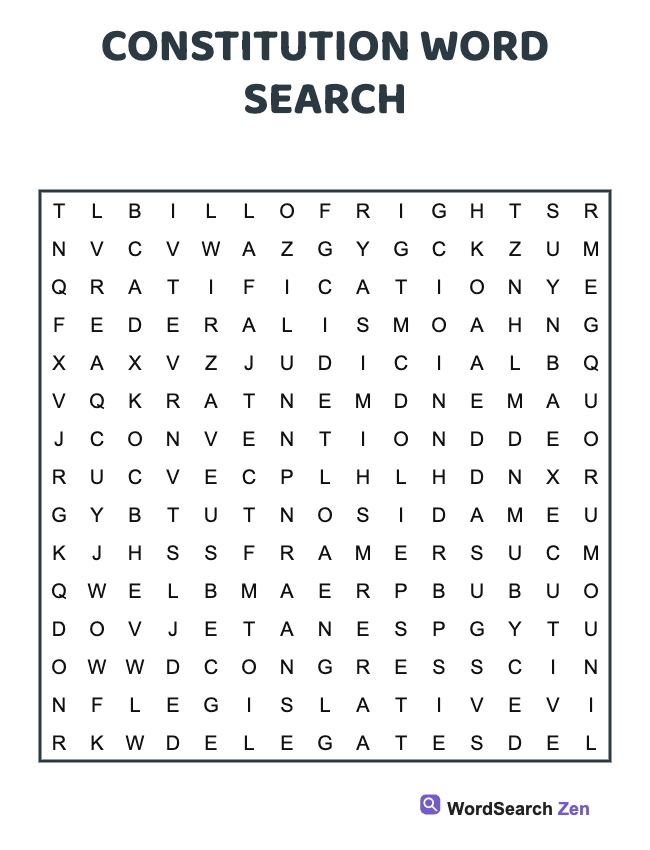 Constitution Word Search