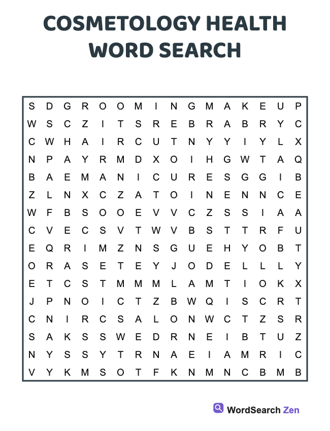 Cosmetology Health Word Search