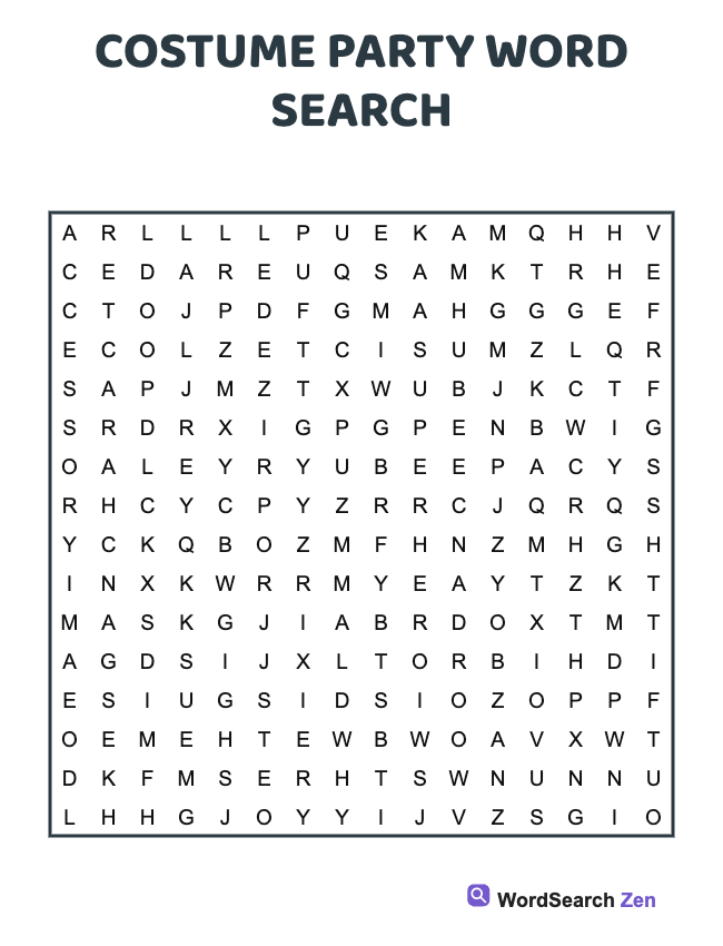 Costume Party Word Search