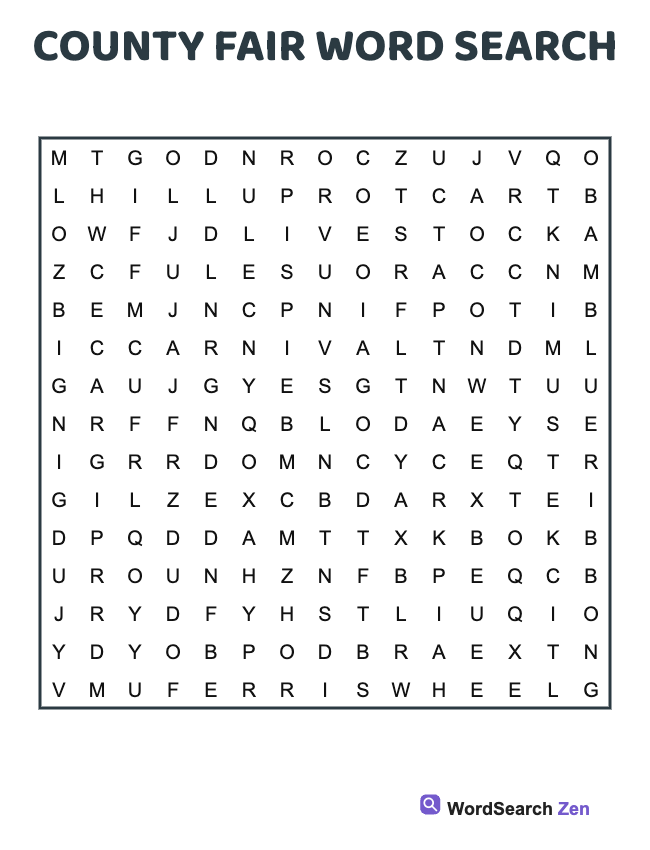 County Fair Word Search