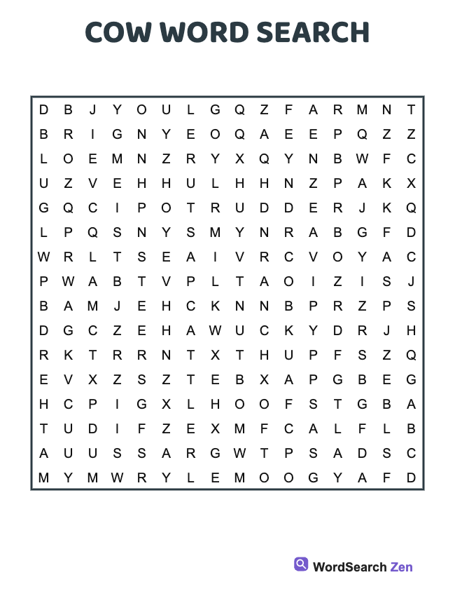 Cow Word Search