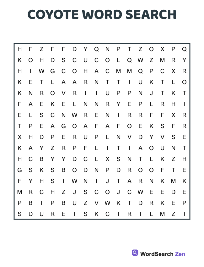 Coyote Word Search