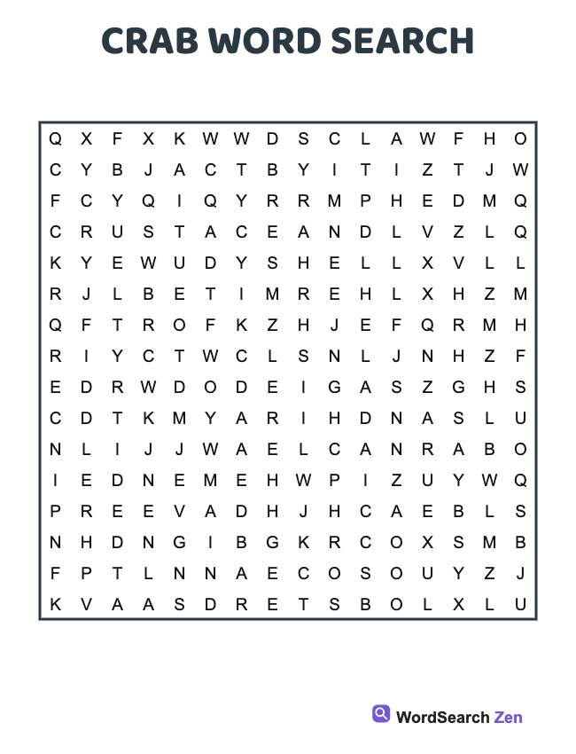 Crab Word Search