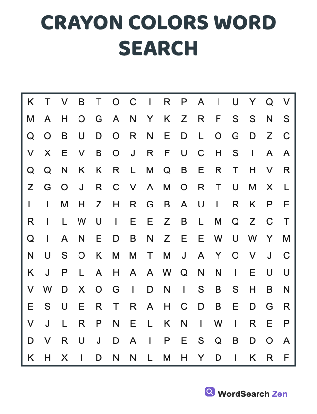 Crayon Colors Word Search