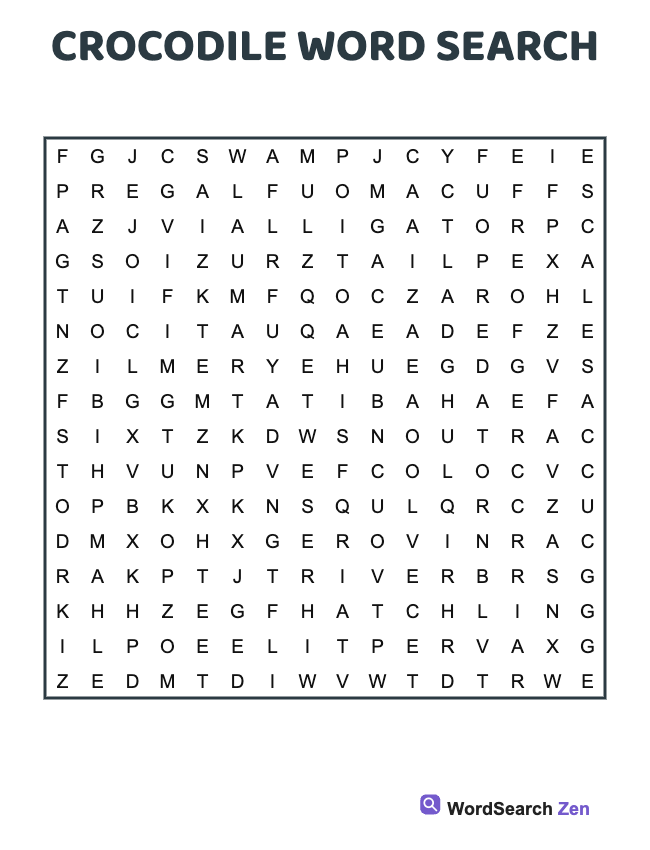 Crocodile Word Search