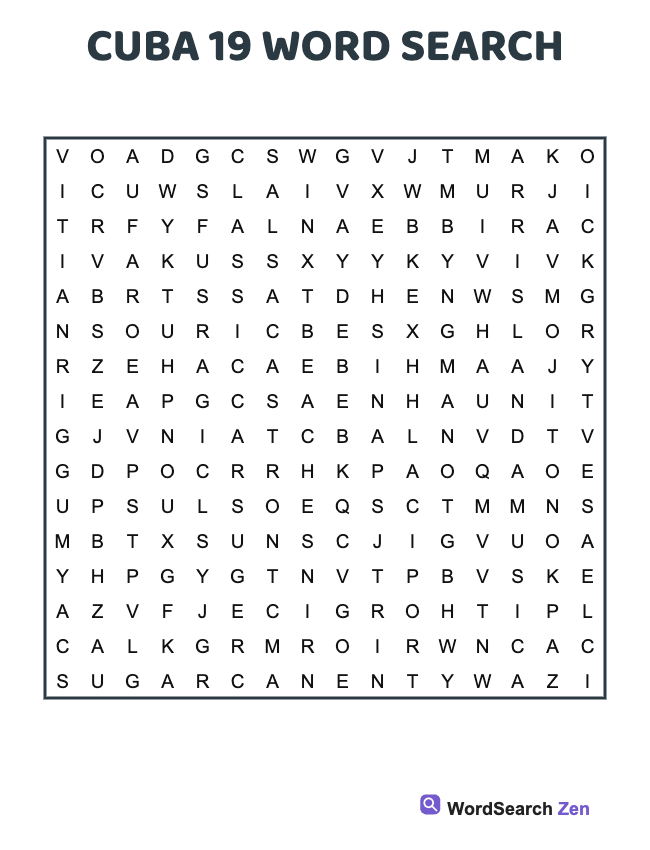Cuba 19 Word Search
