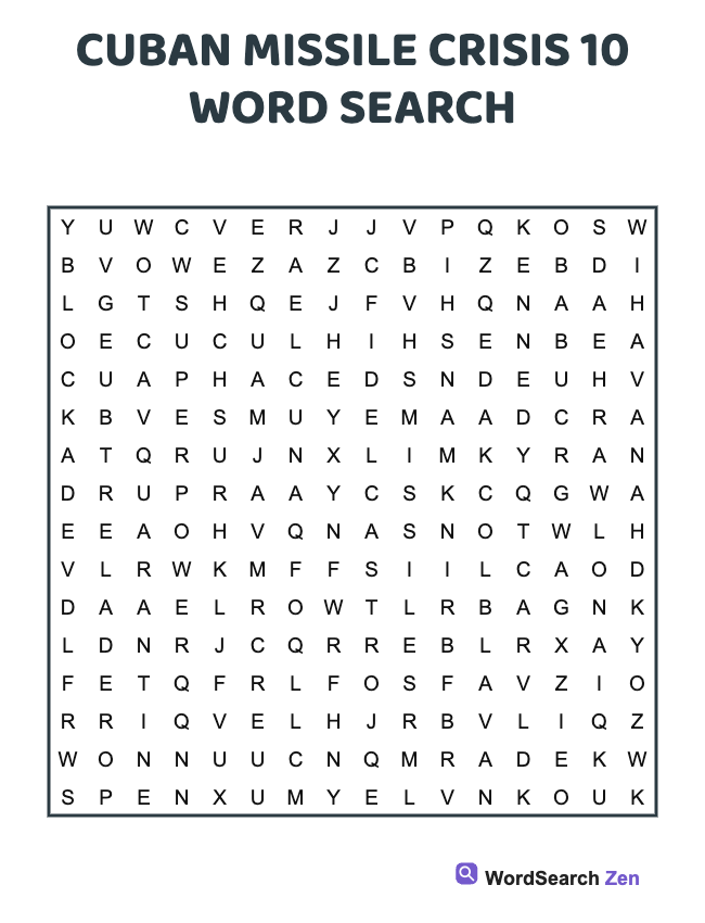Cuban Missile Crisis 10 Word Search