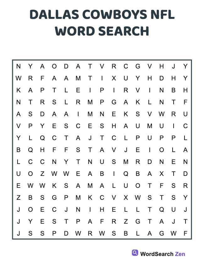 Dallas Cowboys NFL Word Search