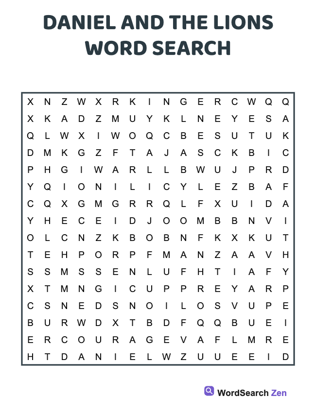 Daniel And The Lions Word Search