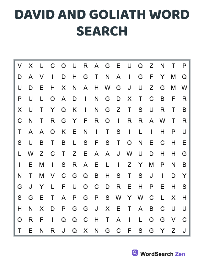 David And Goliath Word Search