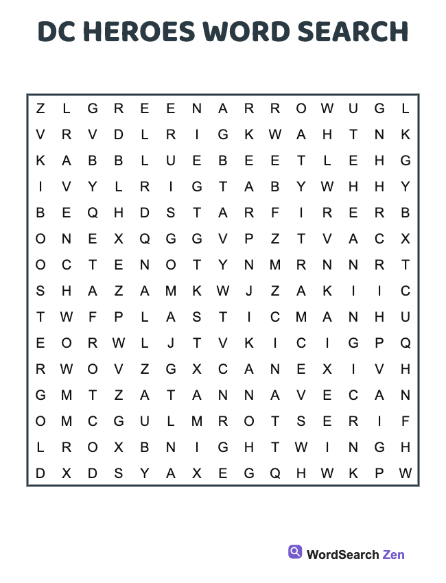DC Heroes Word Search