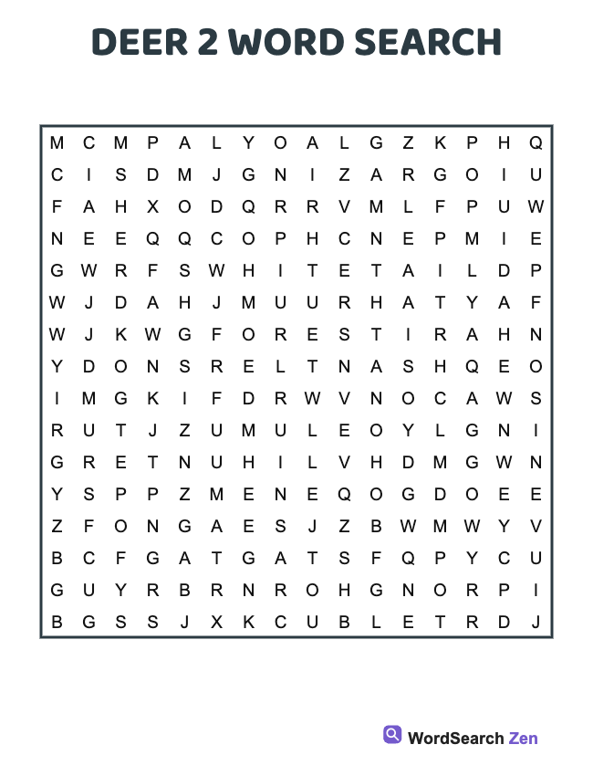Deer 2 Word Search