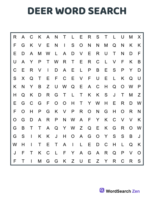 Deer Word Search