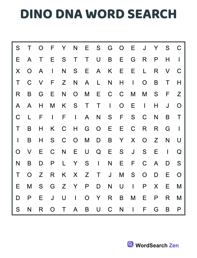 Dino DNA Word Search