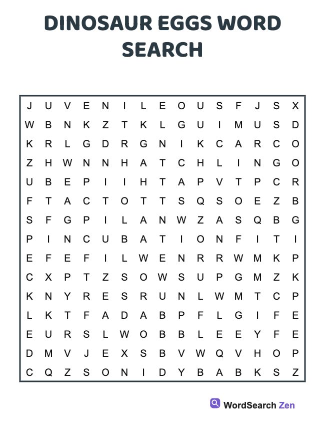 Dinosaur Eggs Word Search