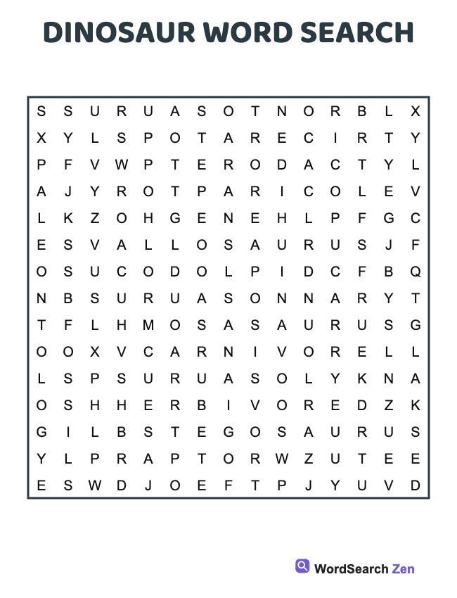 Dinosaur Word Search