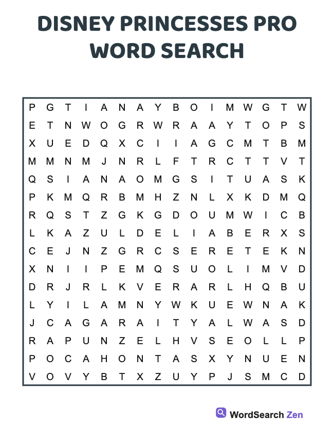 Disney Princesses Pro Word Search