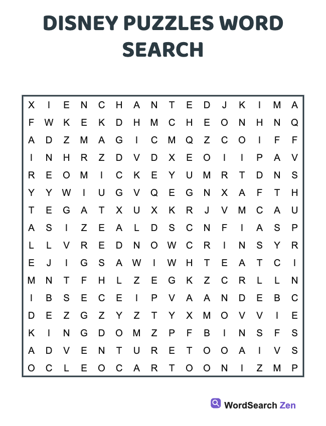Disney Puzzles Word Search