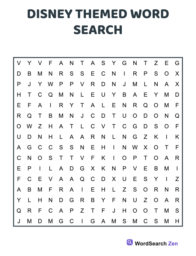 Disney Themed Word Search