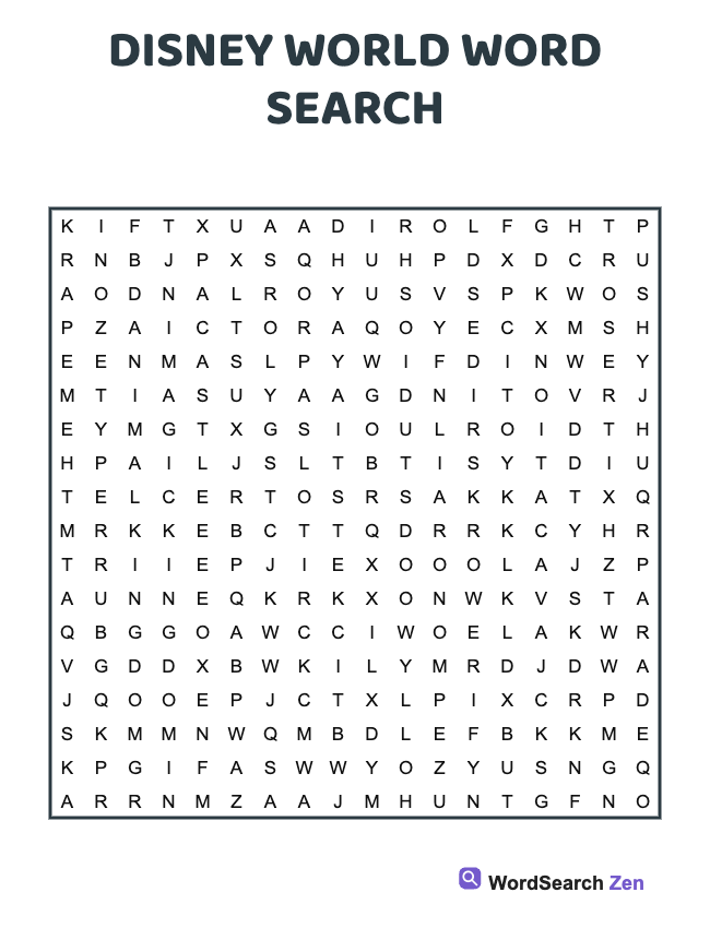 Disney World Word Search