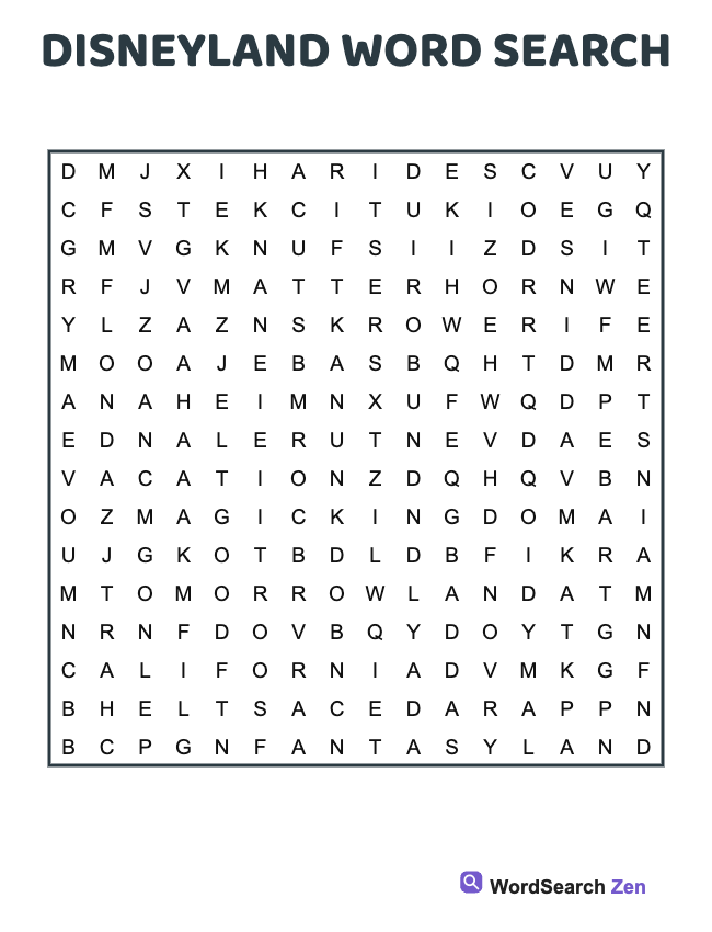 Disneyland Word Search