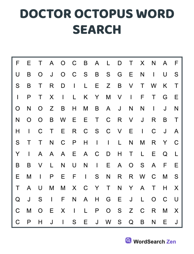 Doctor Octopus Word Search