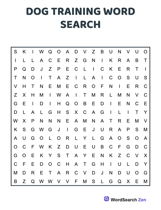 Dog Training Word Search