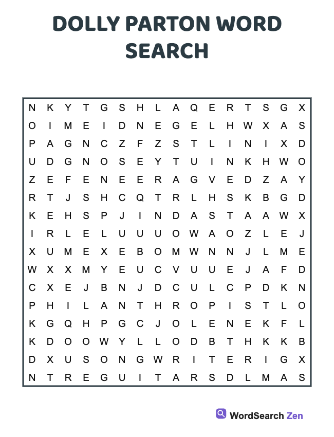 Dolly Parton Word Search