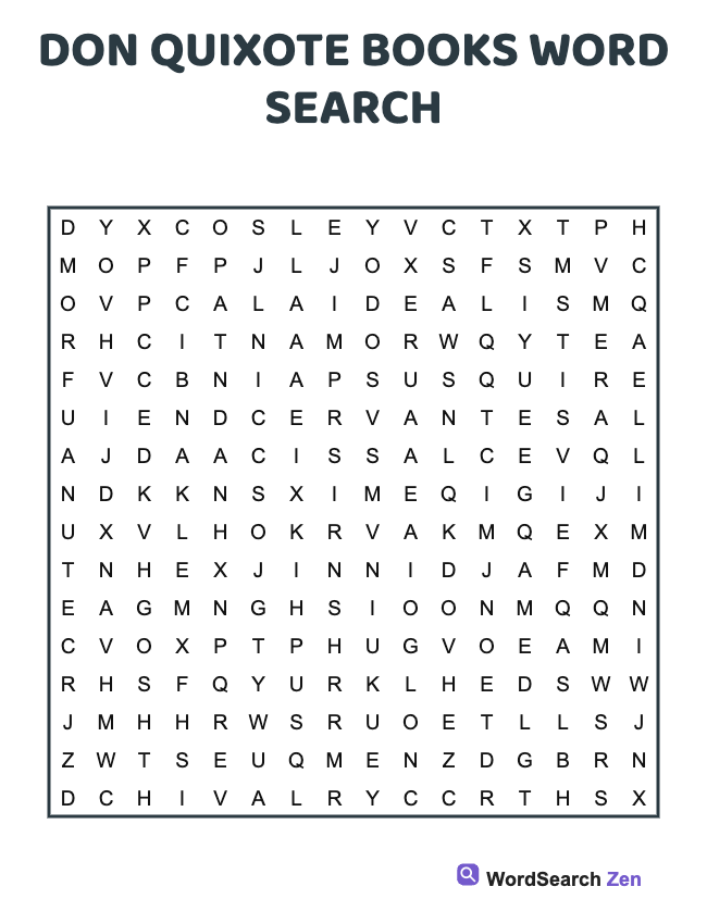 Don Quixote Books Word Search