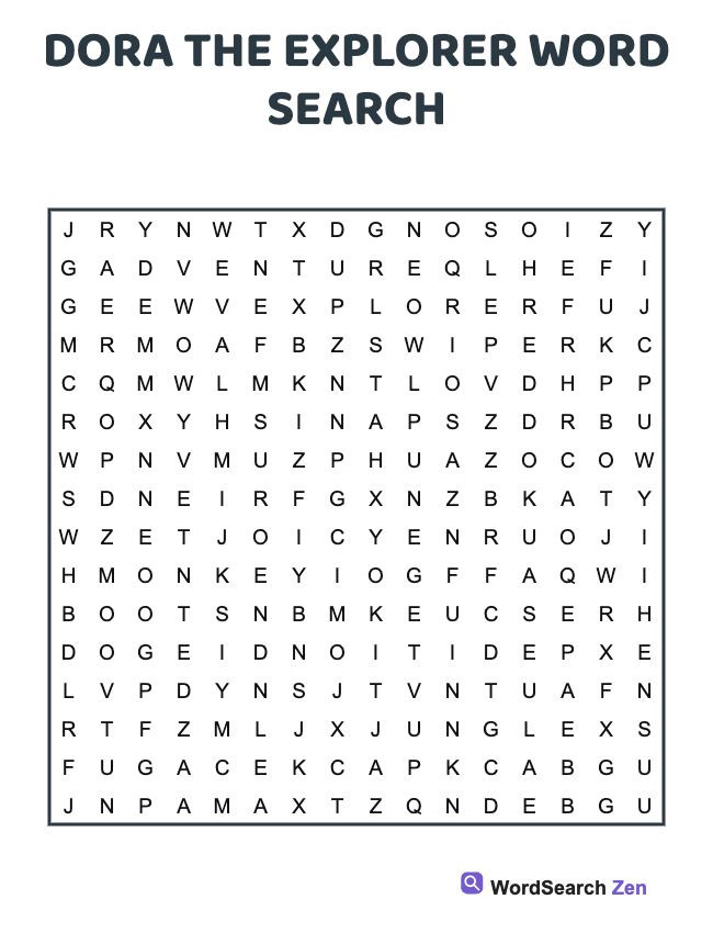 Dora The Explorer Word Search