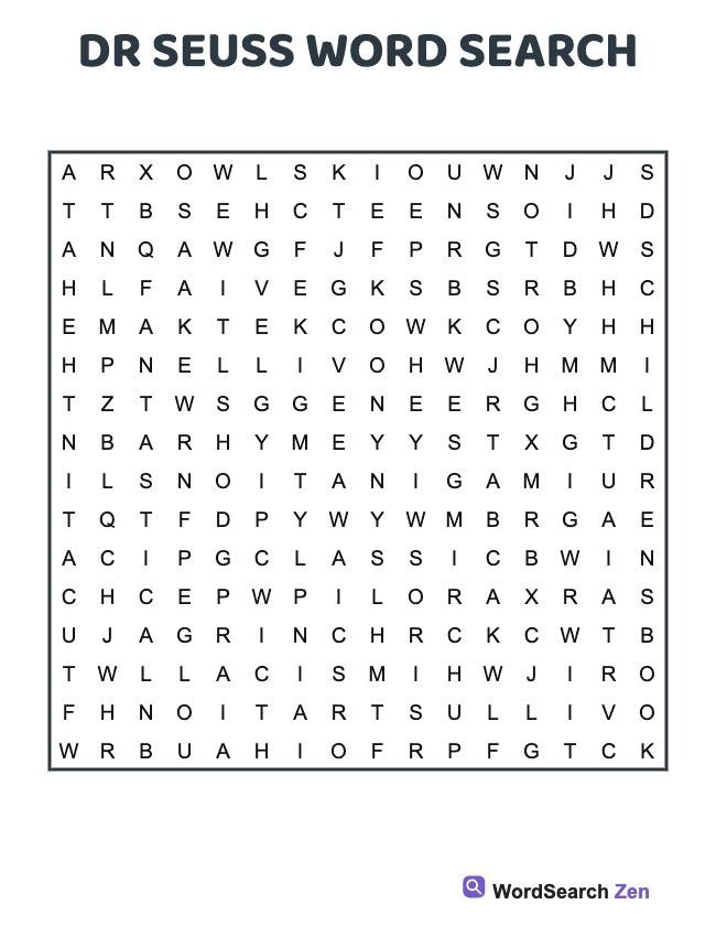 Dr Seuss Word Search