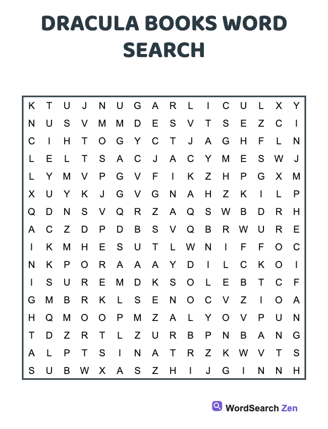 Dracula Books Word Search