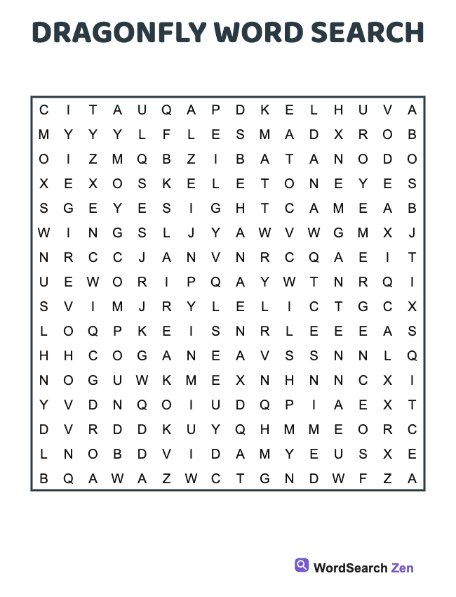 Dragonfly Word Search