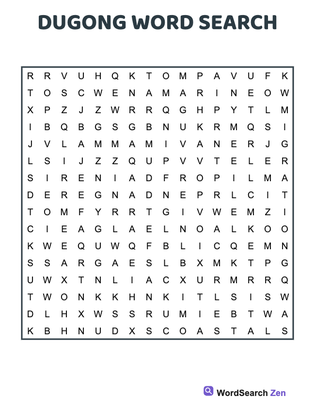 Dugong Word Search