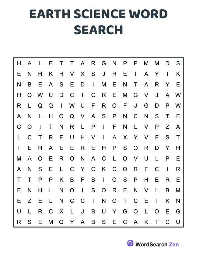 Earth Science Word Search