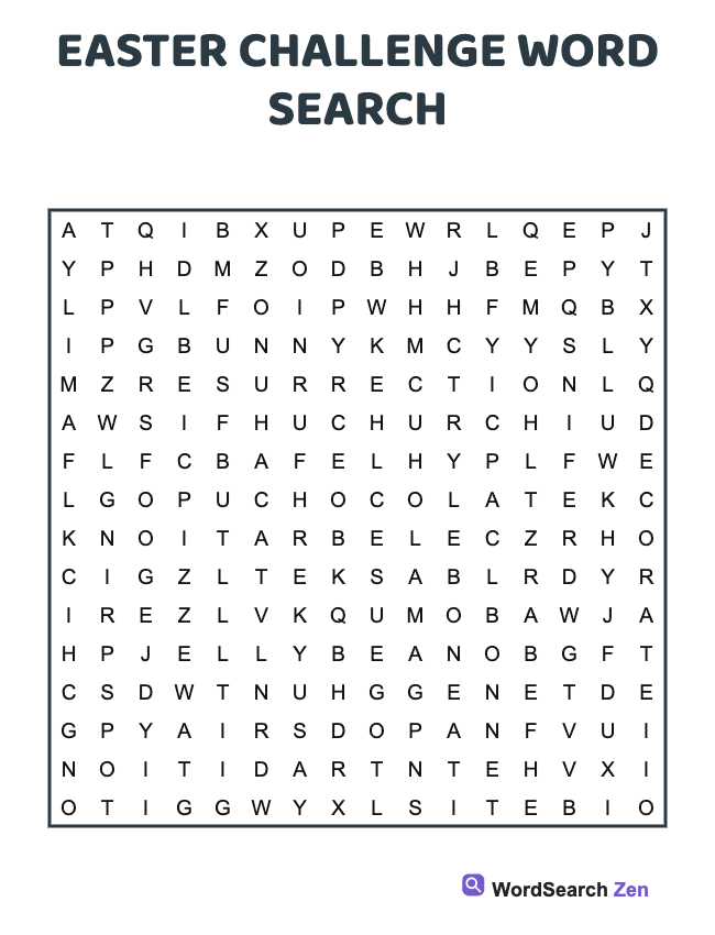Easter Challenge Word Search
