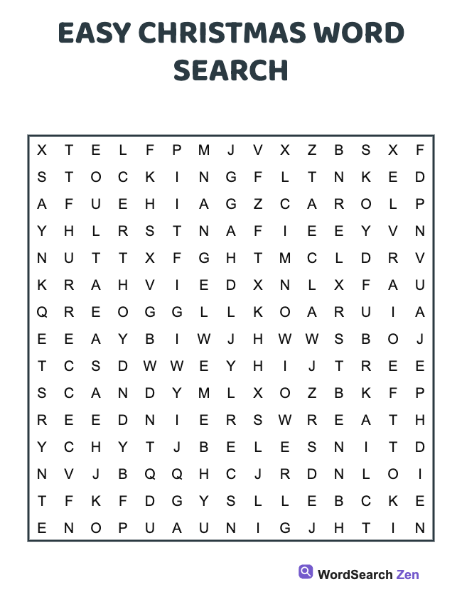 Easy Christmas Word Search