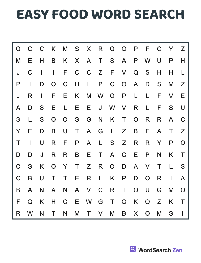 Easy Food Word Search