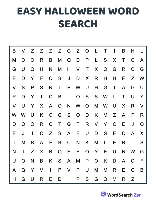 Easy Halloween Word Search