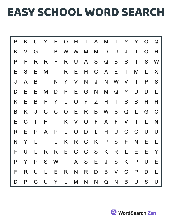 Easy School Word Search