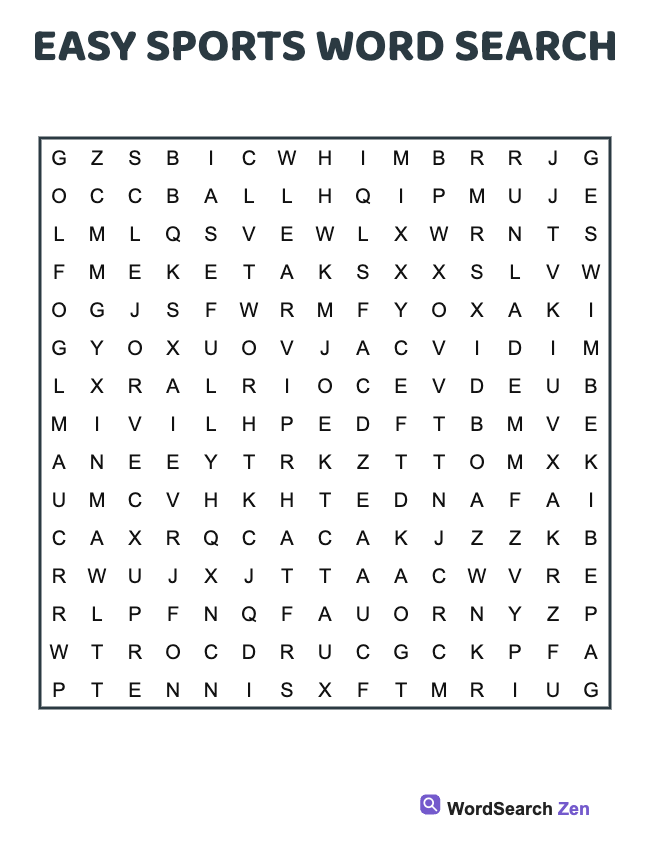 Easy Sports Word Search